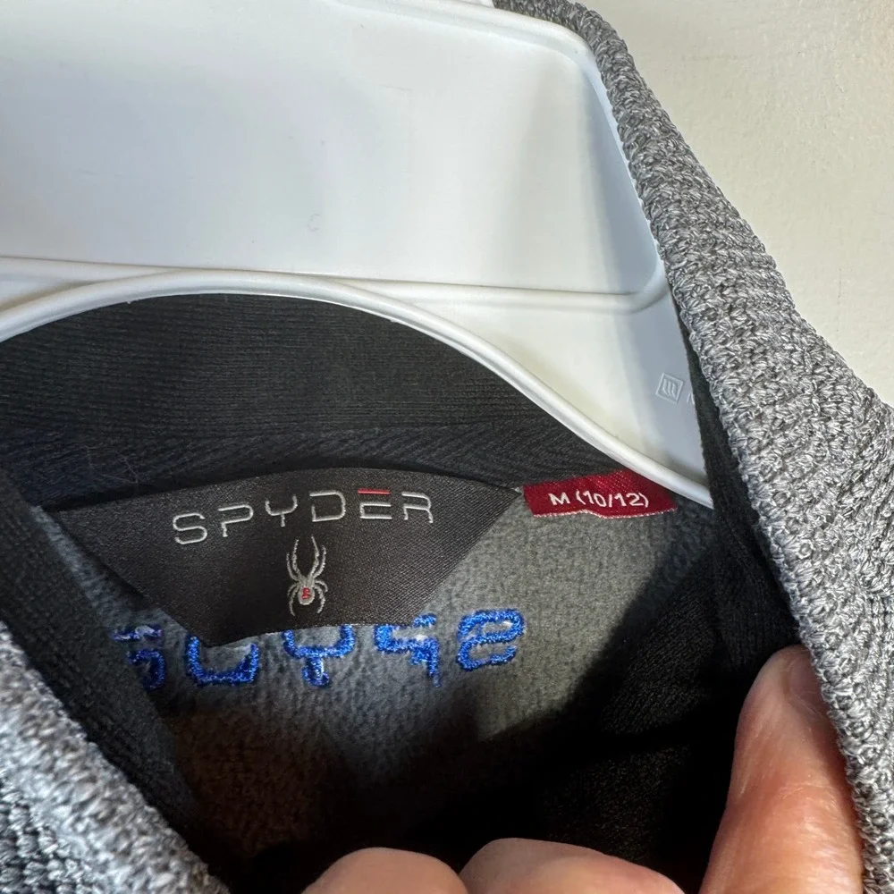 Spyder Fleece Jacket Boys M Gray Black‎ Full Zip Gorpcore Sporty Minimalist Cozy